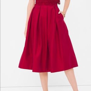 WhiteHouse BlackMarket Red Midi Skirt with Pockets